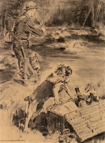 (ANGLING / DOGS.)  HAROLD N. ANDERSON. When the Opportunity Bites.